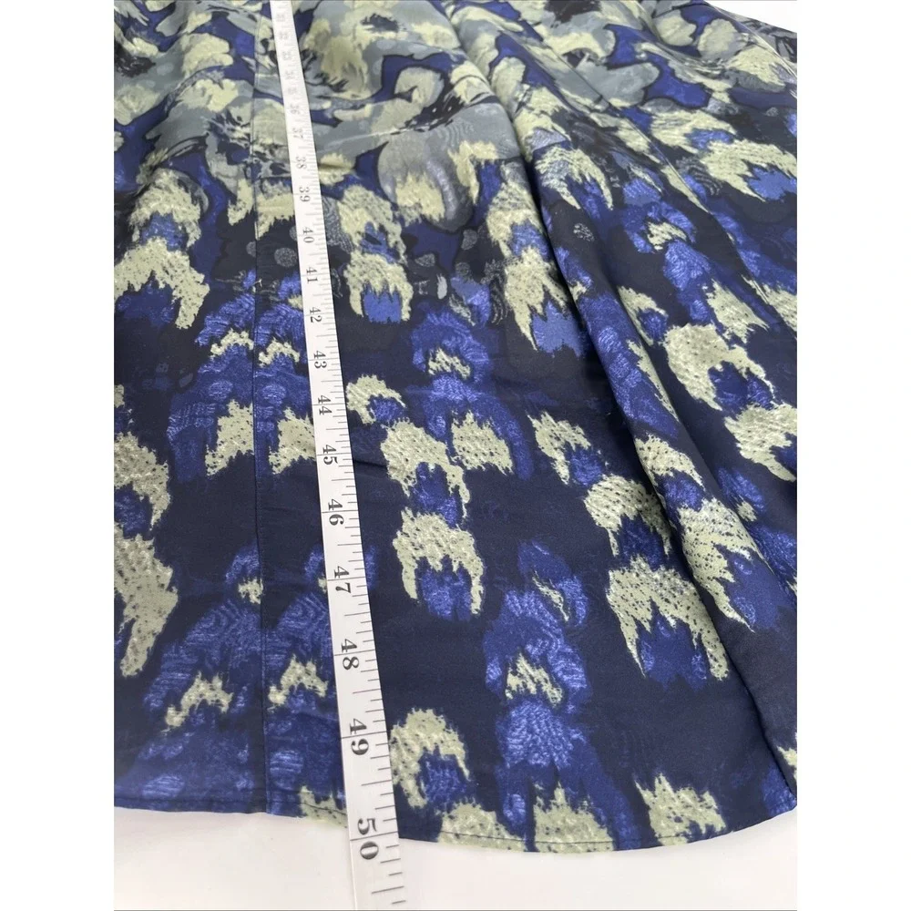 Banana Republic Fit&Flare Satin Maxi Floral Dress Blue Green Wedding Guest Sz 2P